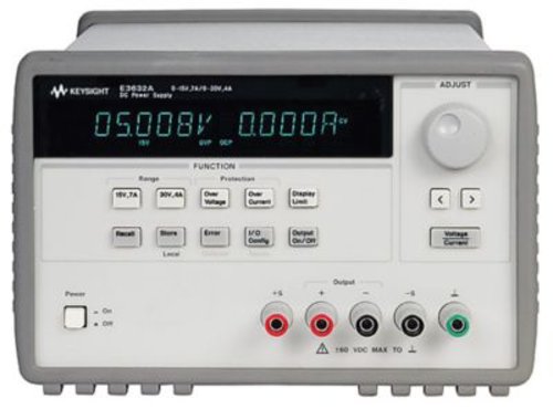 Keysight E3632A DC power supply. Single output, dual range: 0-15 V, 7 A and  0-30 V, 4 A 105/120 W. GPIB