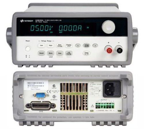 Keysight E3643A DC power supply, dual range: 0-35 V, 1.4 A and 0-60 V, 0.8 A, 50 W. GPIB, RS-232