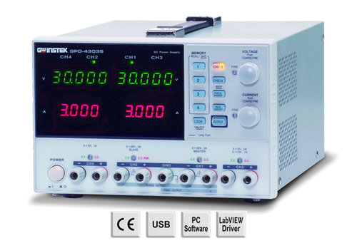 GW-INSTEK GPD-3303D 195 W, 3-Channel, 0-30 V, 2.5/3.3/5 V, Programmable Linear D.C. Power Supply