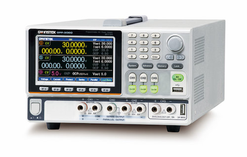 GW-INSTEK GPP-3060 385 W three-channel programmable DC power supply. 0-30 V/0-6 A, 0-30 V/0-6 A, 1.8 V/2.5 V/3.3V/5 V-5 A