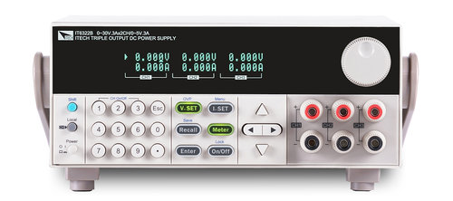 ITECH IT6322B Triple Output DC PSU, 2 Channels 90W, 30 V, 3 A; 1 Channel 15W, 5 V, 3 A - USB/GPIB/RS232 interface