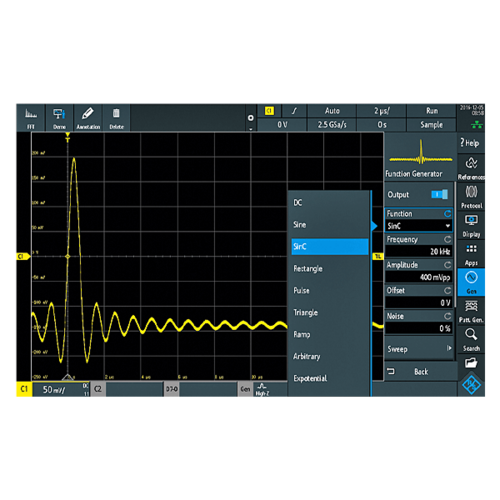 R&S RTM-B6 Arbitrary Waveform and pattern generator, 1 analog channel and 4 digital channels, 250 MSa/s (software license)