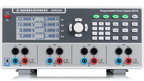 R&S HMP4040COM Four-channel power supply, 0V to 32V, max. 10A per channel, max. 384W total, USB/LAN