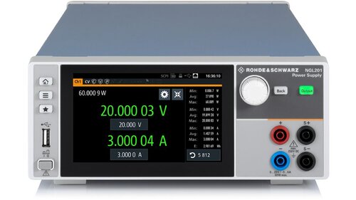 R&S NGL201-G Single-channel power supply, 0 V to 20 V max. 6 A, max. 60 W, electronic load (max. 20 V / 3 A), USB/LAN and GPIB