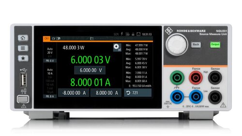 R&S NGU201-G Two-quadrant source measure unit, 0 V to 20 V, max. ±8 A, max. 60 W, electronic load (max. 20 V/8 A/60 W), USB/LAN and GPIB