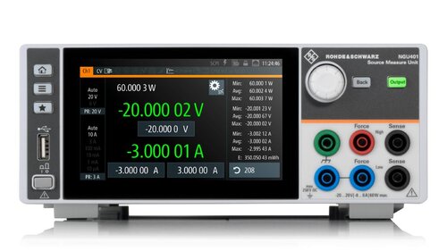 R&S NGU401COM Four-quadrant source measure unit, -20 V to 20 V, max. ±8 A, max. 60 W, electronic load (max. 20 V/8 A/60 W), USB/LAN and digital trigger