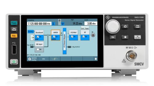 R&S SMCV100BP3 SMCV100B Vector Signal Generator. Frequency range: 4 kHz to 3 GHz. Includes K519 Baseband, K155 AM/FM/RDS, K156 DAB/T-DMB, KS10 DAB/T-DMB