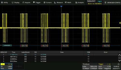 Siglent SDS5000HD-ARINC ARINC429 trigger & decode (software)